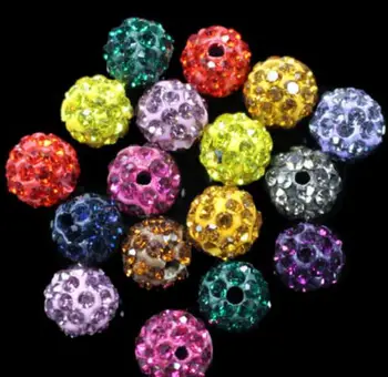

6mm 50pcs/lot mixed white s5352 multicolor Rhinestone round loose disco ball pave crystal Beads bracelet necklace diy
