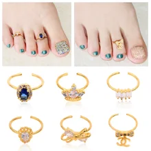 Сплав кубический носок кольца открытый манжета RingsToe художественное украшение бант золотой прозрачный 17 мм