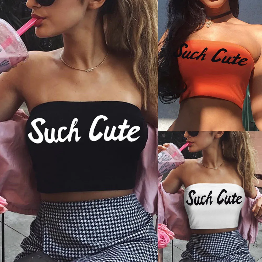 

Sexy Fashion Womens crop top Letter Print Casual Tank Tops hot girl Vest Halter T-Shirt for Cool Street Girls0.92