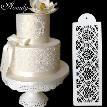 

Aomily 3pcs/set Cake Stencil Damask Lace Border Birthday Cake Side Cupcake Wedding Party Sugar Craft Decoration Baking Tool