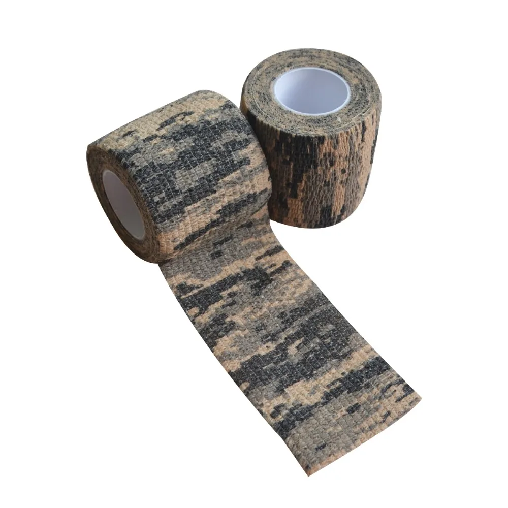 6pcs Military Practice Camouflage Nonwoven Bandage Elastic Self Adhesive Tape Safe Concealment 5cm * 4.5m