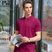 Innersy Новое поступление Мужская рубашка поло однотонная хлопковая Повседневная рубашка поло с коротким рукавом дышащая рубашка поло для мужчин