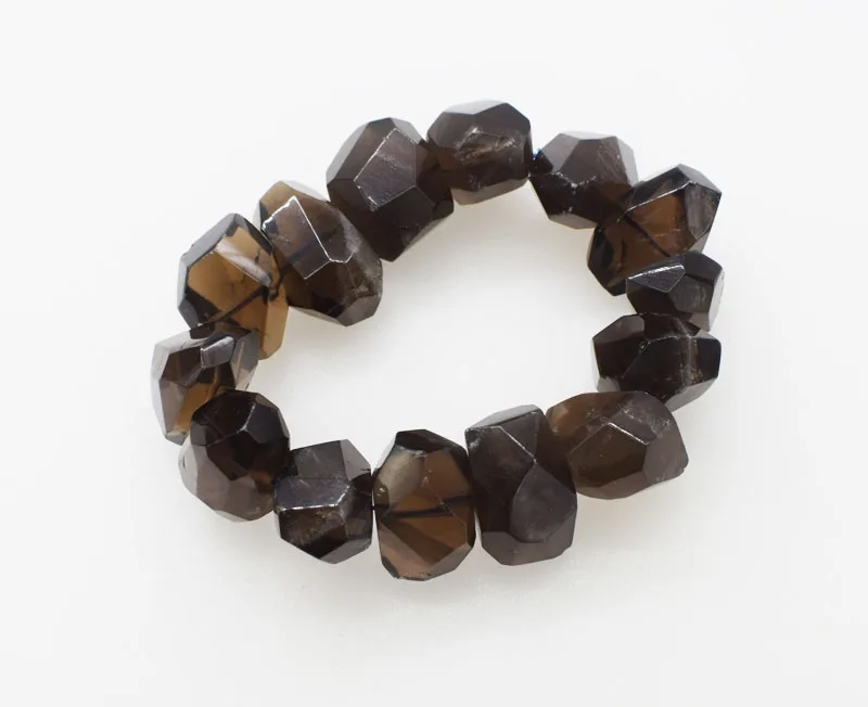

smoky quartz baroque faceted 13*18mm bracelet 7.5inch wholesale beads nature FPPJ gemstone