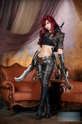Аниме! Популярная Игра LOL katарина нанокостюм униформа Косплей Костюм Хэллоуин