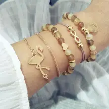 Модные 8 слов полые оболочки Птица Сердце кофейного цвета бусины цепи кожаный веревочный золотой браслет женские вечерние ювелирные изделия женский браслет