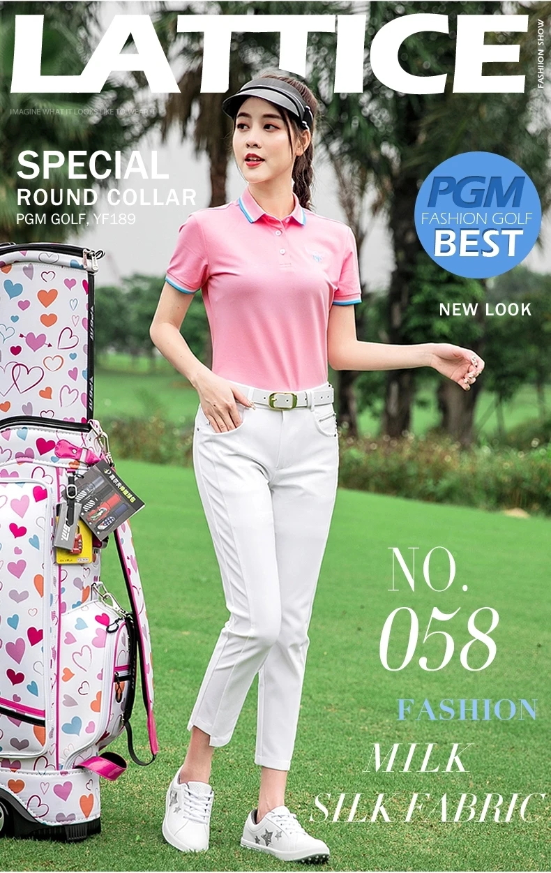 PGM new golf apparel Sportswear ladies Summer solid color golf trousers breathable quick-drying Women Slim Capri Pants