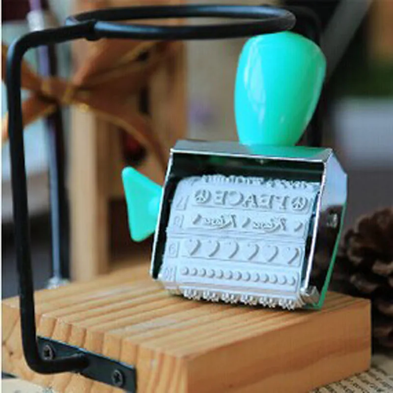 12 Design Vintage DIY Rolling Wheel Hand Roller Stamp For Scrapbooking