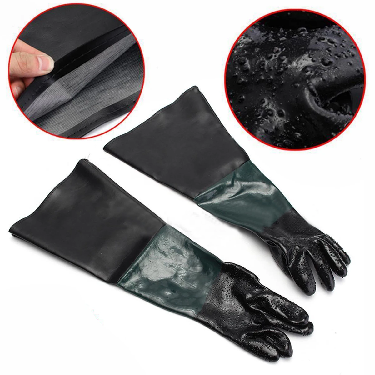 1 Pair Heavy Duty Gloves Mayitr Soft Comfortable Sandblasting Machine Gloves For Sandblaster Sand Blast Cabinet 60cm