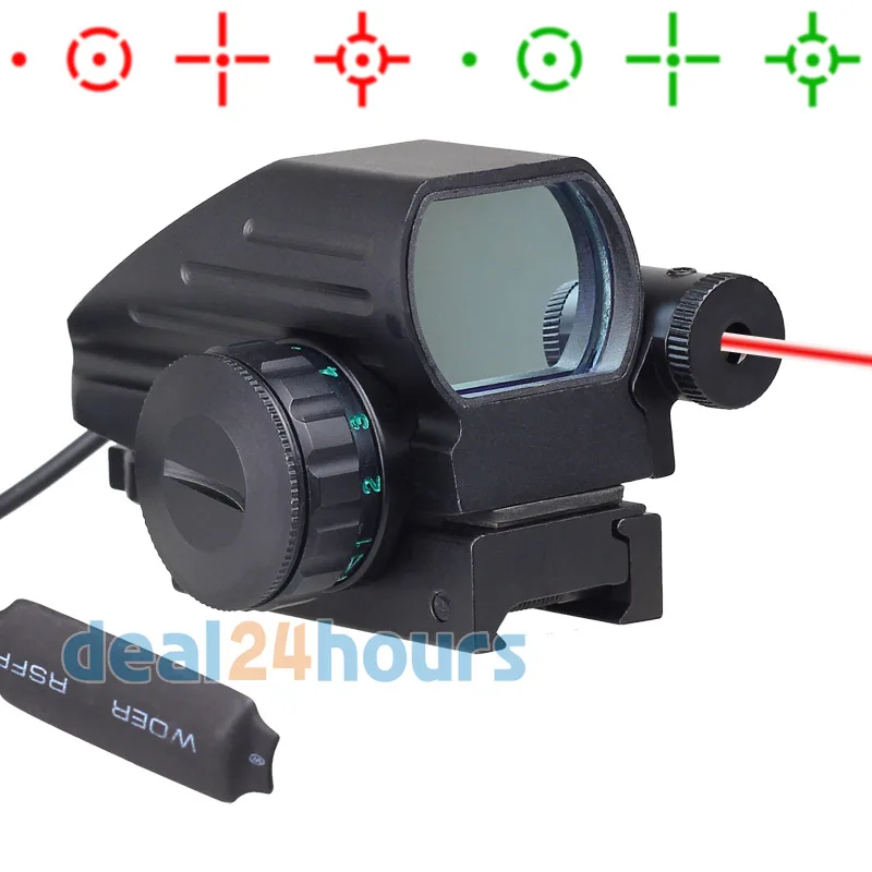 

Tactical Holographic Reflex 4 Reticles Red/Green Dot Sight Scope w/Red Laser New Free Shipping!
