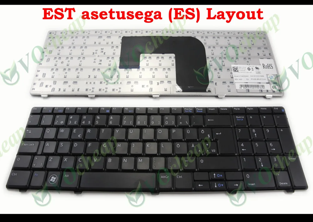 Новая клавиатура для ноутбука Dell Vostro 3700 V3700 Black версия ES EST -DP/N: 0FF4DC 9Z.4RU07.S14 V104030AK1 |