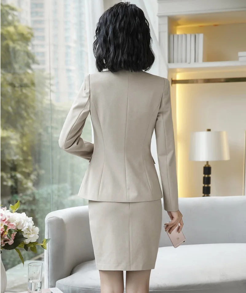 Модные абрикосовые Формальные блейзеры женские деловые костюмы с топами ...