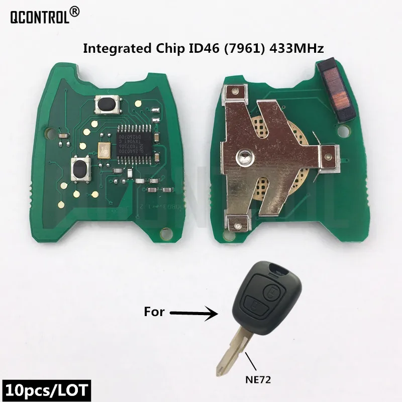 

QCONTROL Car Remote Key Circuit Board for PEUGEOT 206 207 ID46 PCF7961 Electric Chip 433MHz Control Alarm