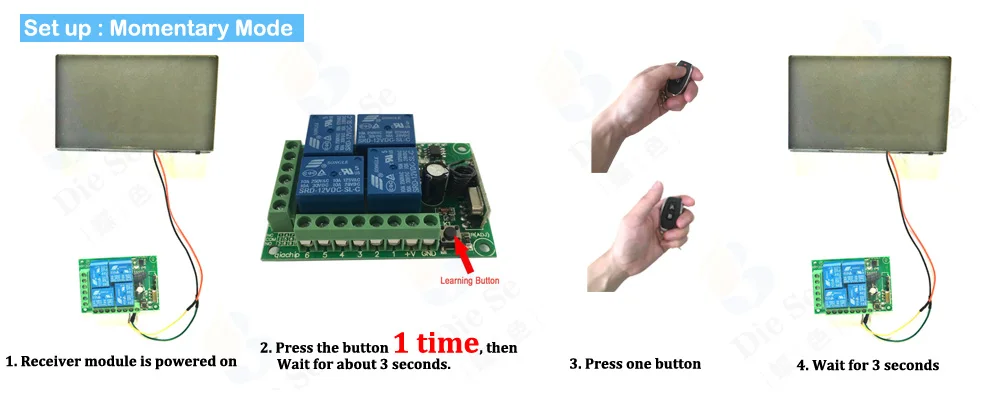 transmissor para portões de garagem e portões, 433mhz