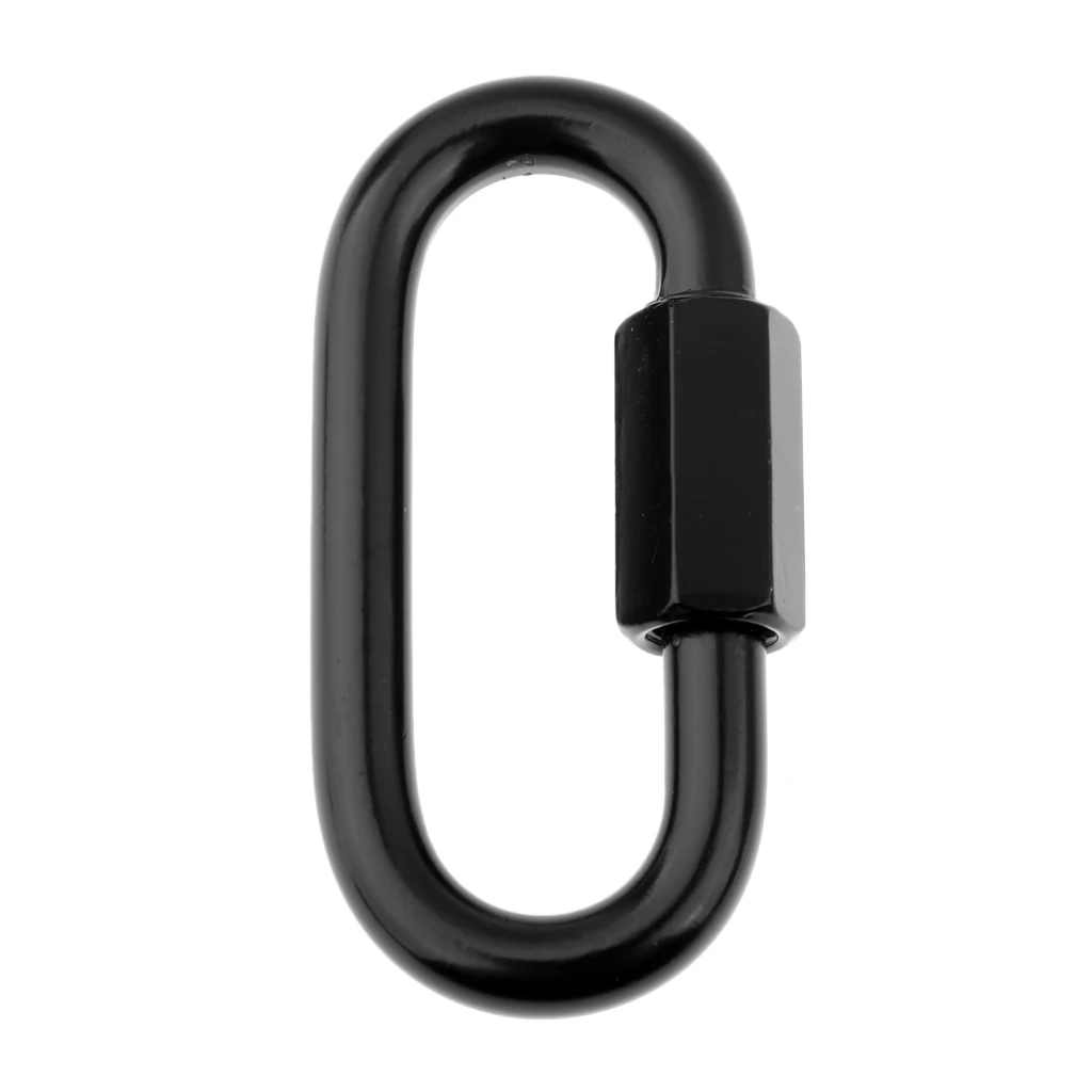 Stainless Steel D Shape Locking Carabiner Quick Link Chain Connector Keychain Buckle