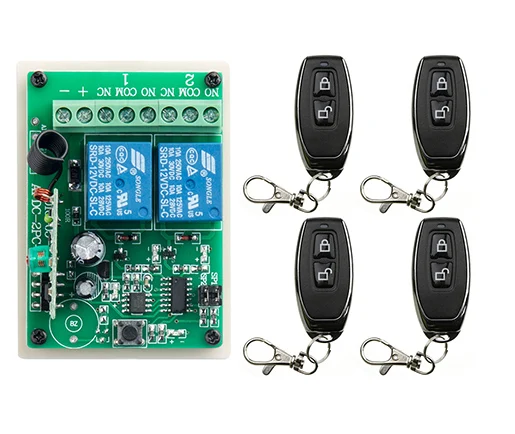 

New DC12V 10A 2CH 2Channe RF Wireless Remote Control Switch teleswitch With 4*metal Transmitter For Learning code