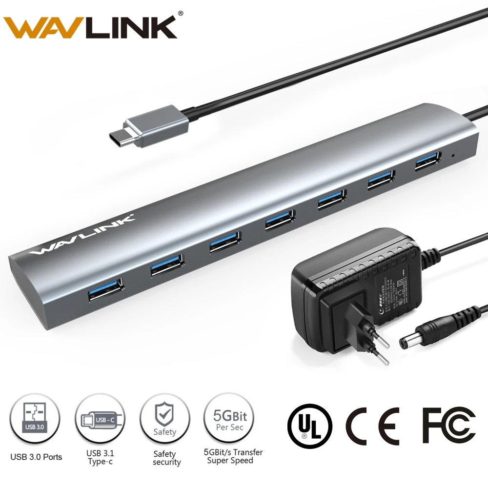 USB Hub 3 0 Высокоскоростной 7 портовый Алюминиевый C концентратор с 5 В/4A адаптером