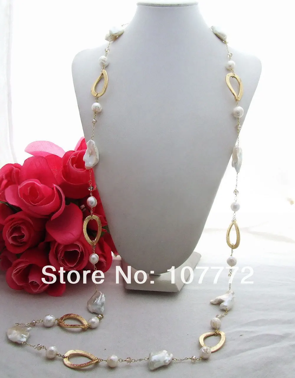 

47'' Bead-Nucleated Pearl&30mm Keshi Pearl Necklace