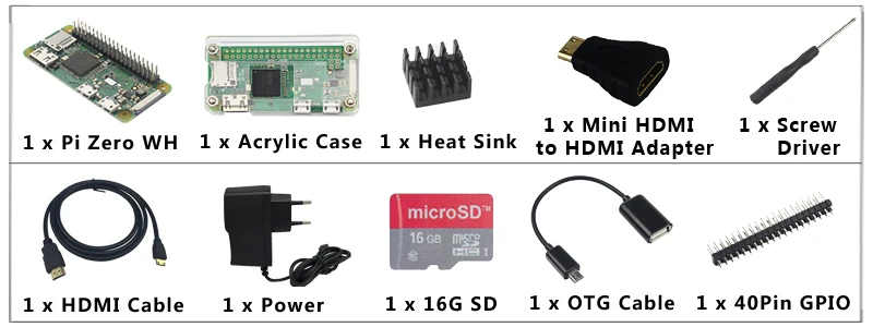 Raspberry Pi Zero WH 1 ГГц 512 Мб ОЗУ с WiFi и Bluetooth 40Pin предварительно припаянные GPIO разъемы+ акриловый чехол теплоотвод для Pi Zero W H