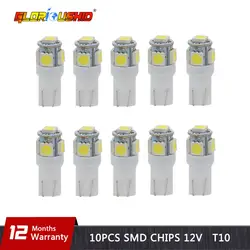 10 шт. светодиодный T10 W5W 5050 5SMD супер яркий белый авто клина стороны Хвост свет лампы T10 W5W светодиодный