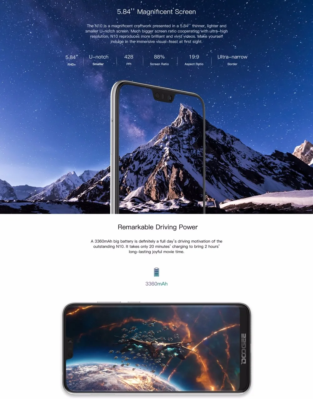  DOOGEE N10 Mobile Phone 16.0MP Front Camera 3360mAh Android 8.1 4G LTE Octa-Core 3GB RAM 32GB ROM 5 - 32998499633