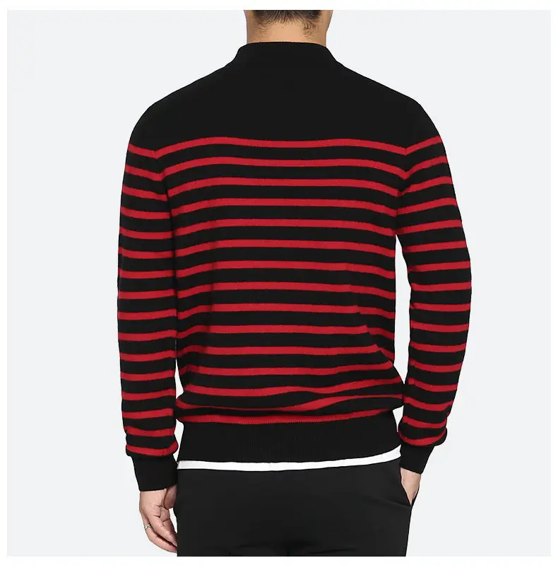 100% Wool sweater men turtleneck striped pure woolen mens sweaters male pullover autumn winter knitwear Brand Muls M-4XL 3126-04