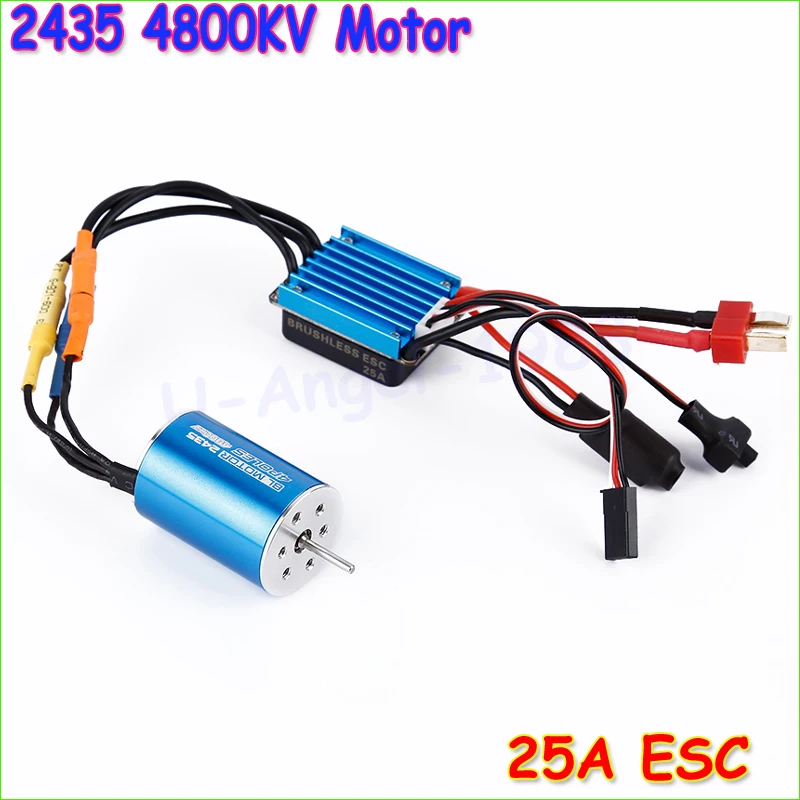 RC Car Model Parts 2435 4800KV 4P Sensorless Brushless Motor with 25A Brushless ESC for 1