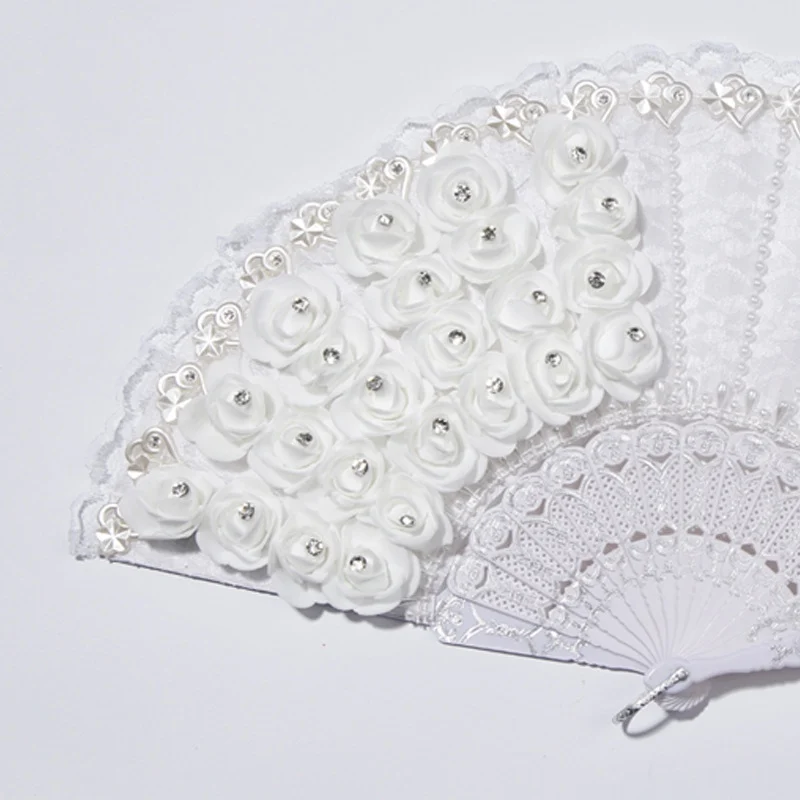 NEW Handheld Decorative Folding Lace Fans With Plastic Ribs Frame For Wedding Home Decoration Photo Props Decorative Fans