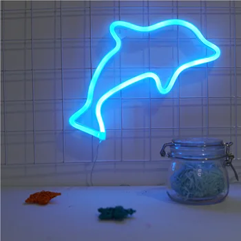 

Blue Dolphin Neon light Warm Room Night Light 3D LED wall lamp warm guys Bedroom Party Home Fairy Light Decor lovely lighting