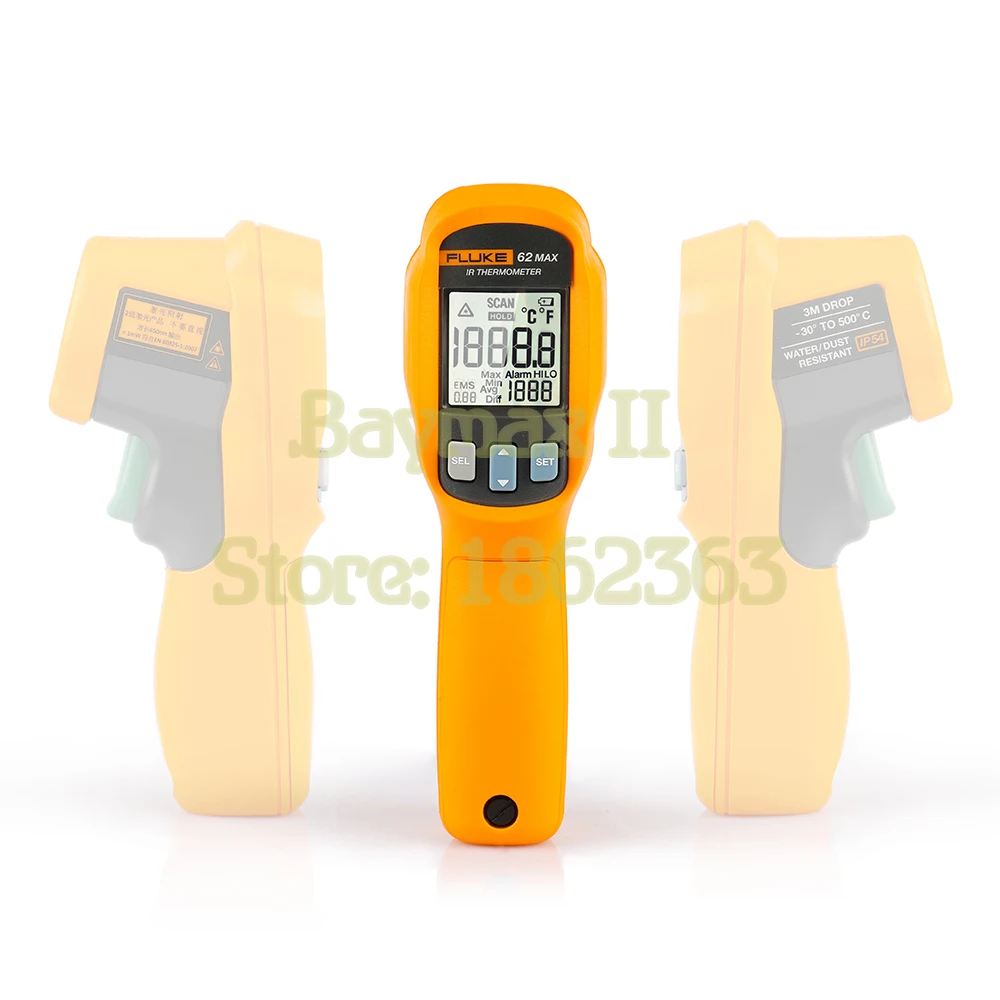 Водонепроницаемый/пылезащитный инфракрасный термометр Fluke 62 MAX IP54 30 500C( 20 ~ 932F) с ЖК