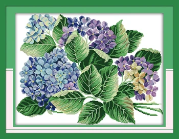 

Purple floret flowers cross stitch kits 14ct white 11ct print on canvas embroidery set sewing hand made crafts home decor
