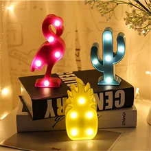 

Mini Flamingo Pineapple Cactus Style 3D Night Lights Marquee LED Letter Night Lamp Baby Shower Bedroom Decoration Kids Gift,8