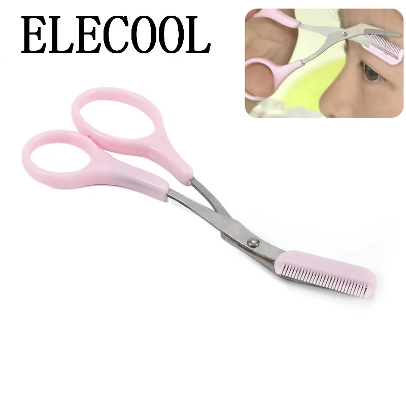 

ELECOOL 1 pc Eyebrow Trimmer Eyelash Thinner Shears Cam Shape Eyebrow Grooming Eyelash Hairpins Scissors Cosmetic Tool