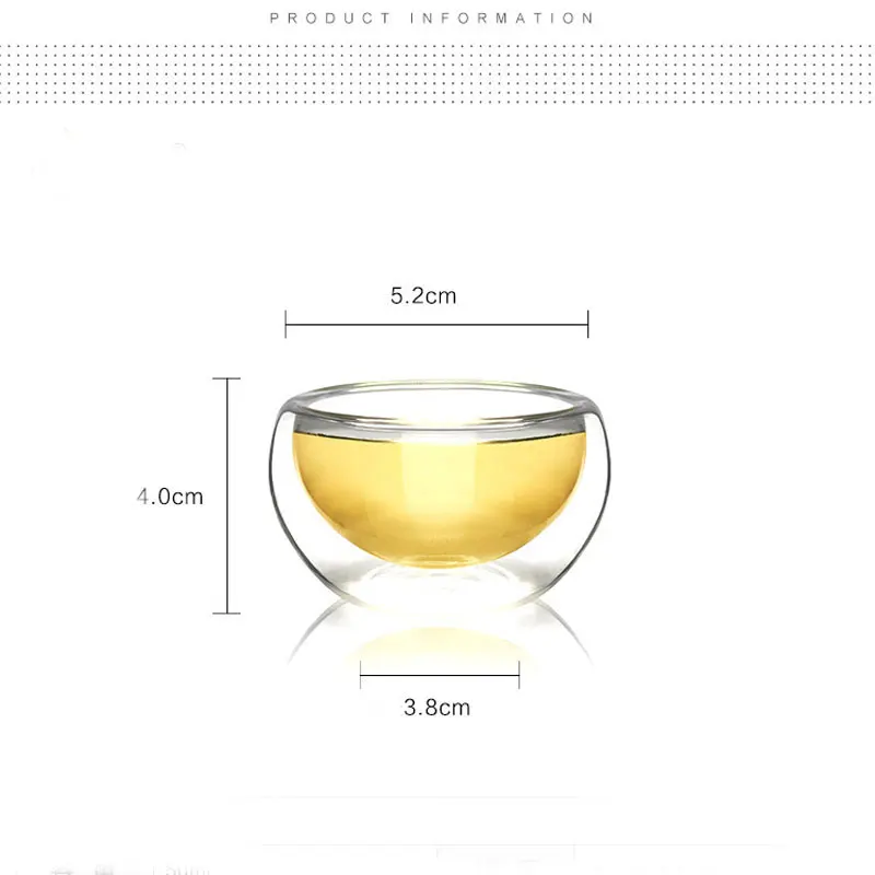 6 шт Анти-обжигающий станок с двойными стенками, Стекло 50 мл, прозрачный стеклянный двойной-Слои чайный набор с чашками жар-устойчивая изоляция кунг-фу Чай чашки