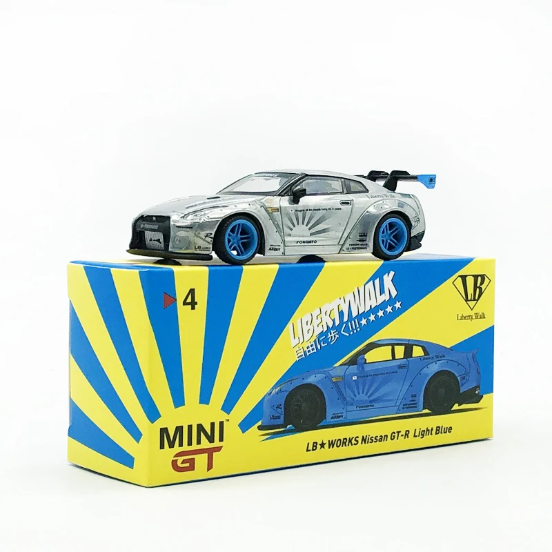 1:64 литье под давлением серого сплава Nissan Gtr lb Ares широкоформатная