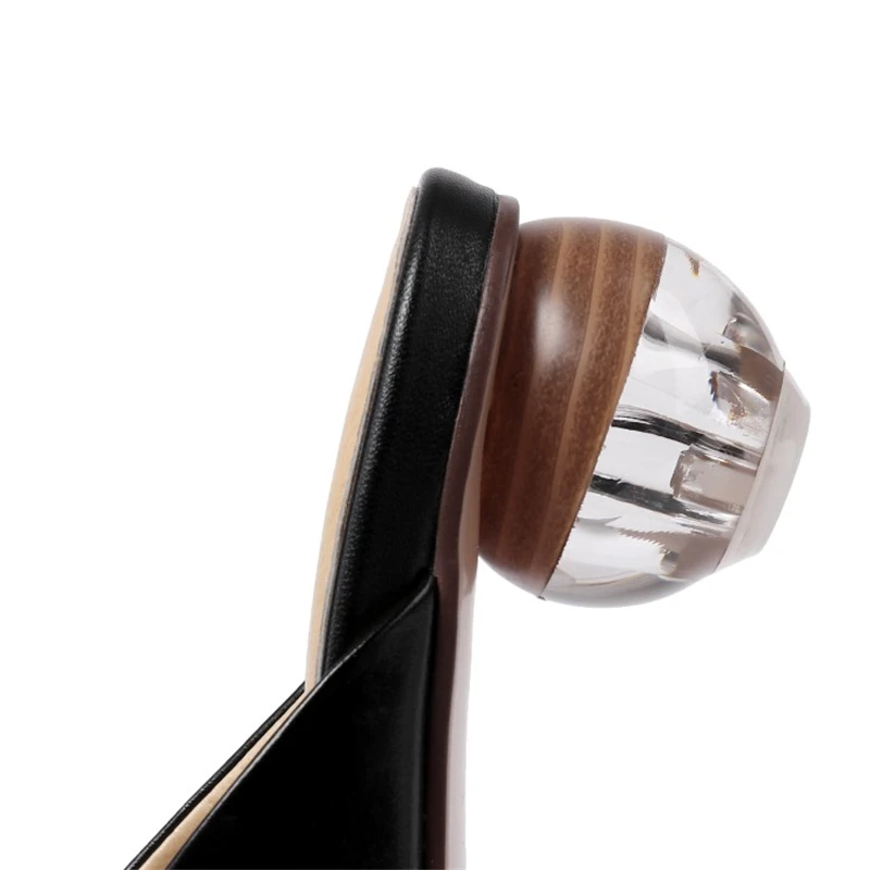 Ouqinvshen Transparent Women Mules Genuine Leather Concise Fashion Solid Black Women Slippers Summer Pointed Toe Ladies Slippers Ouqinvshen Transparent Women Mules Genuine Leather Concise Fashion Solid Black Women Slippers Summer Pointed Toe Ladies Slippers