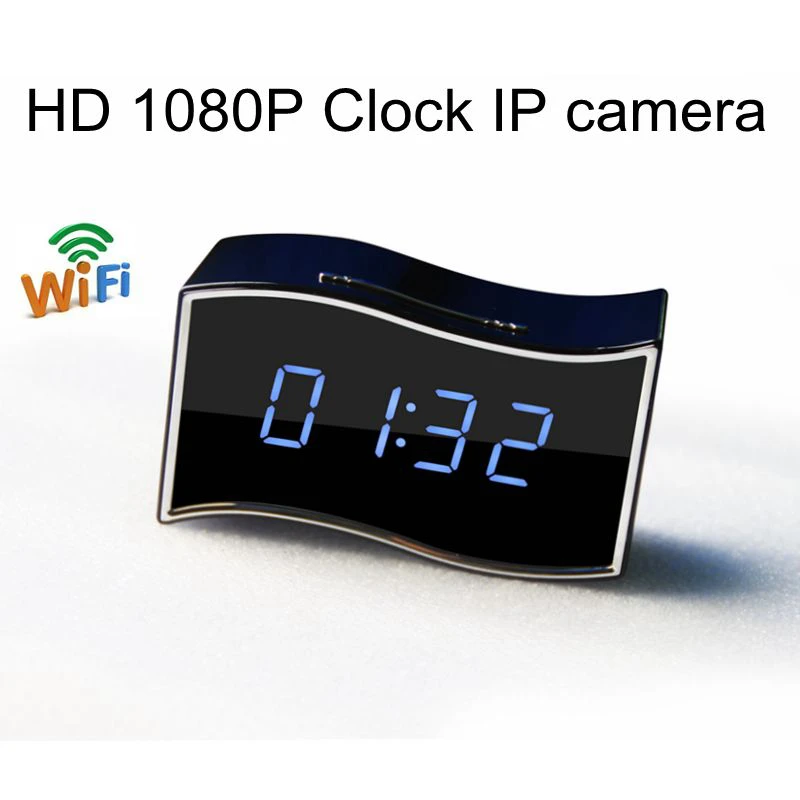 

170 degree Wide Angle Mini Camera Desk Clock Night Vision Alarm Clock Full HD 1920x1080 Nanny Cam IP Clock Support Android/iOS
