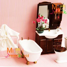 1/12 кукольный домик Миниатюрный деревянный Викторианский ванная ванна умывальник для туалетной комнаты 4 шт