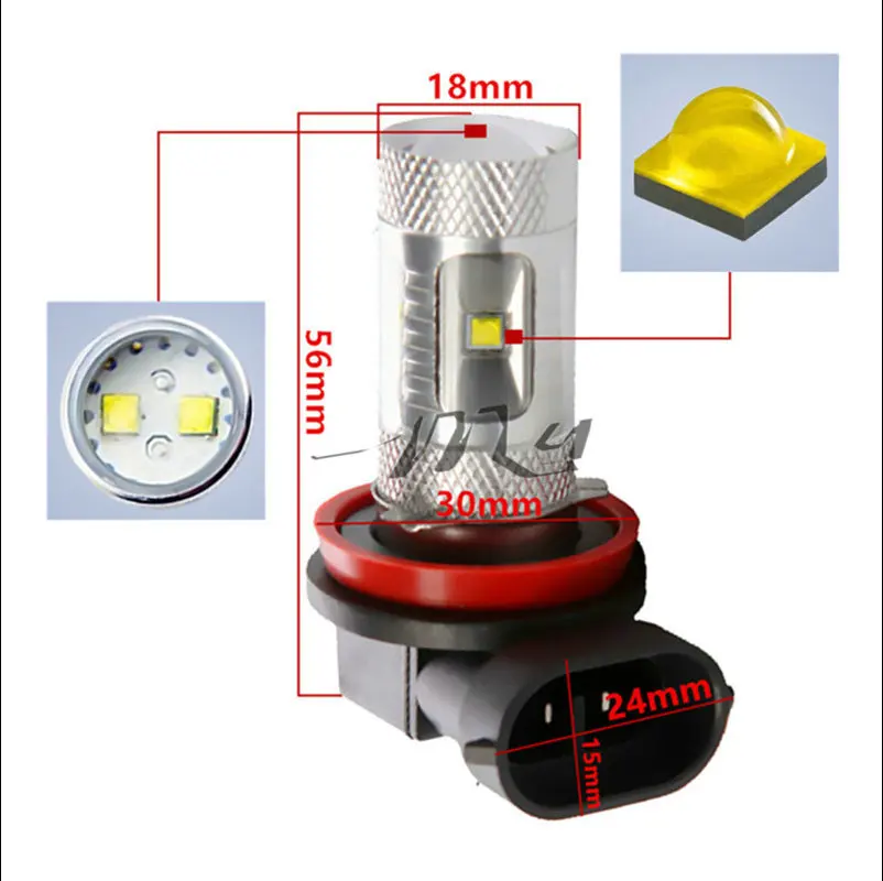 1 пара Автомобильные светодиодные лампы h8 h11 30 Вт 6000 К 12 В|Передние LED-фары для авто|