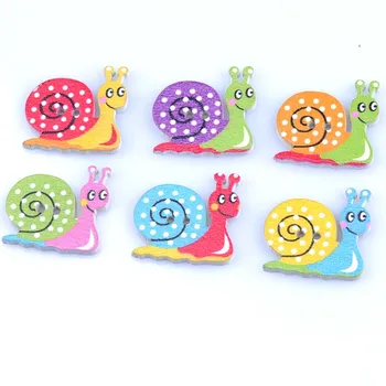 

50pcs mixed Colorful Snail Painted Wooden Buttons Fit Sewing and Scrapbooking 23x22mm Sewing Buttons For Craft DIY MT0987