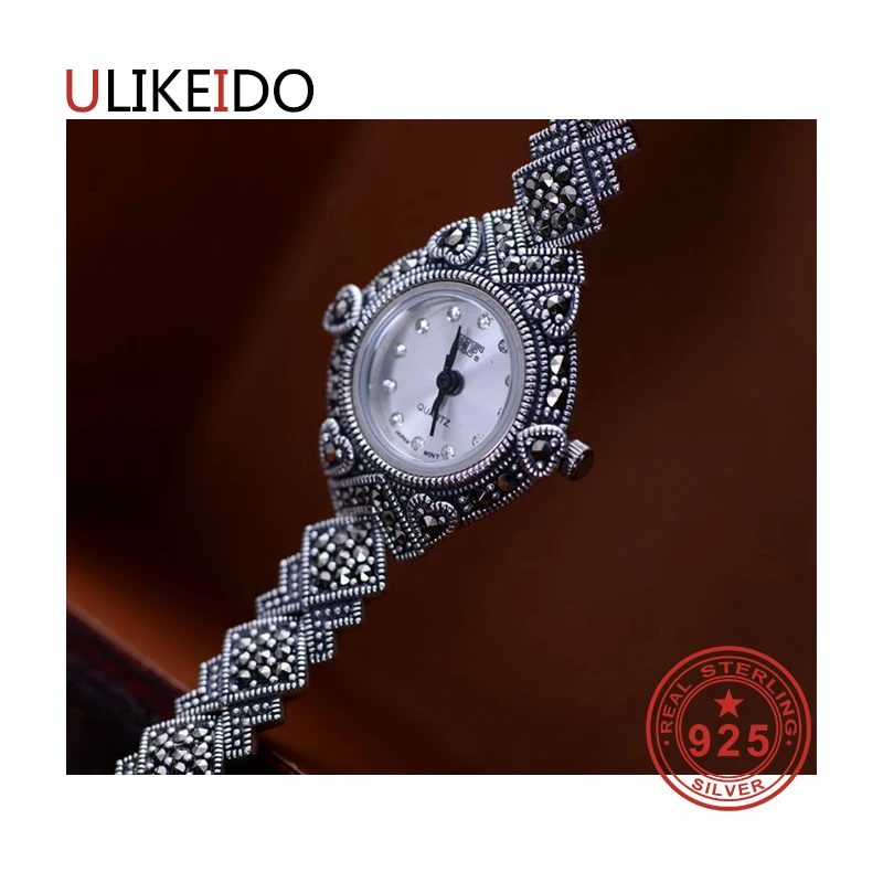 

100% Pure 925 Sterling Silver Watch Men Fashion Hand Chain For Women Thai Silver Jewelry Charm Bracelet Homme 1512