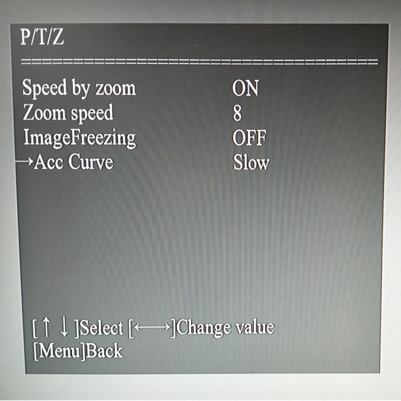 menu ptz