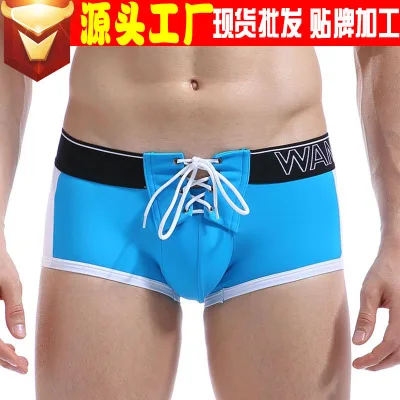 American and European men's swimming trunks summer new low-waist tight beach dry men's flat Angle swimming trunks-RY American and European men's swimming trunks summer new low-waist tight beach dry men's flat Angle swimming trunks-RY