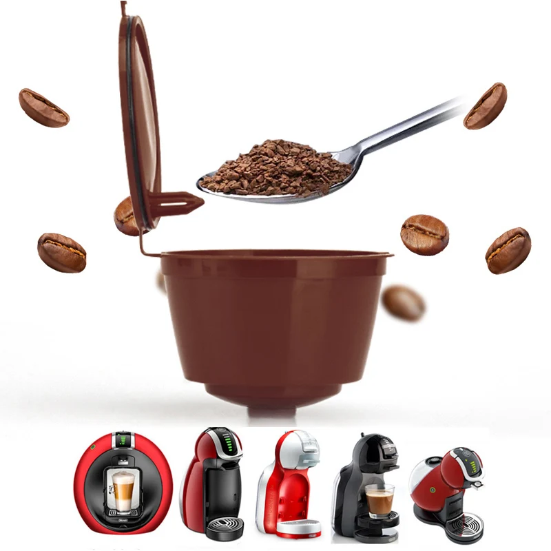 

3pcs Reusable Coffee Capsule Cup Dolce Gusto Coffee Capsule Plastic Capsule Filter Cup Spoon Brush coffee machine accessories