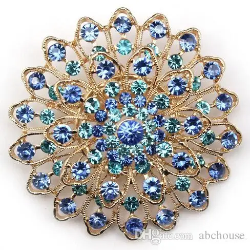 2.3 Inch Gold Tone Rhinestone Crystal Diamante Large Brooch for Wedding and Party | Украшения и аксессуары