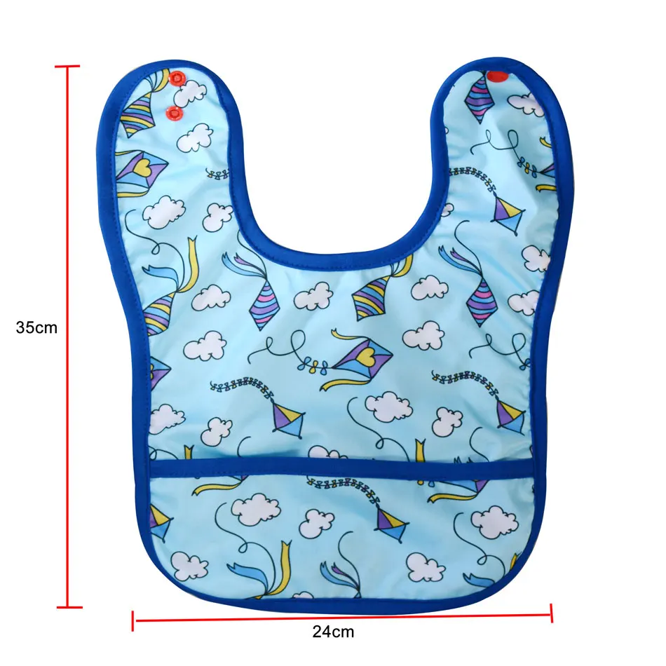 

Adjustable and Reusable Waterproof PUL fabric bibs,Pocket for catching food,Mesh Interior