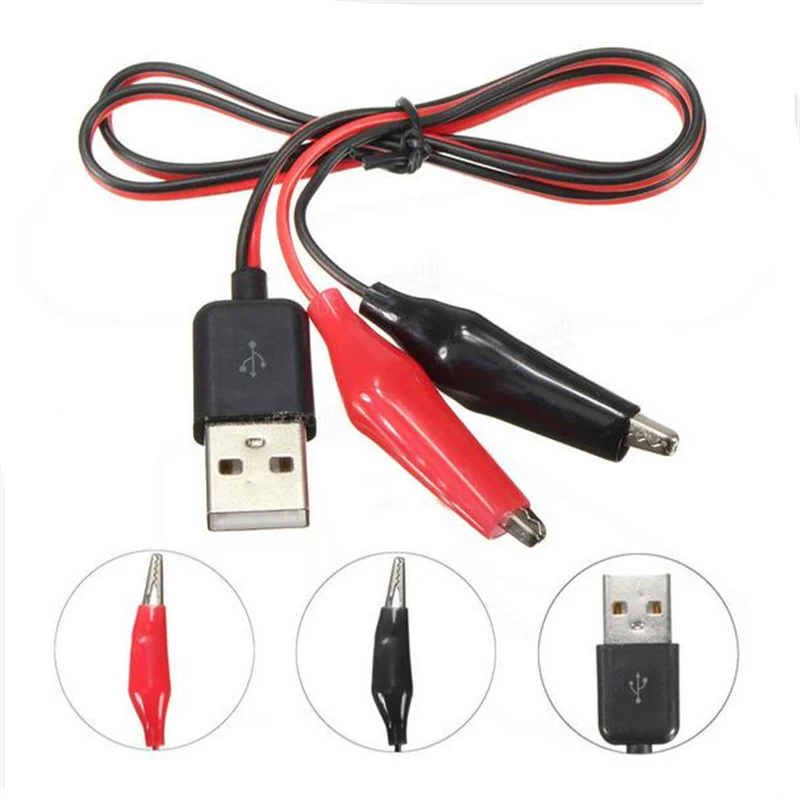 USB Crocodile wire Alligator clips Male of Female to USB tester Voltage Meter 