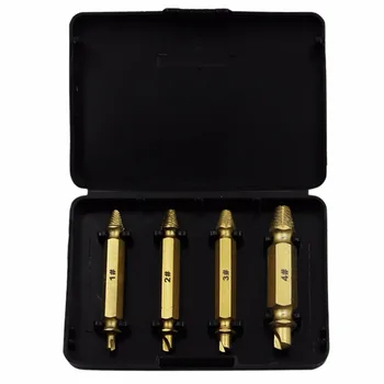 

New Titanium-plated Damaged Screw Extractor Drill Bits Broken Bolt Extractor Set 4 in 1 for Removing Stripped or Damaged Screws