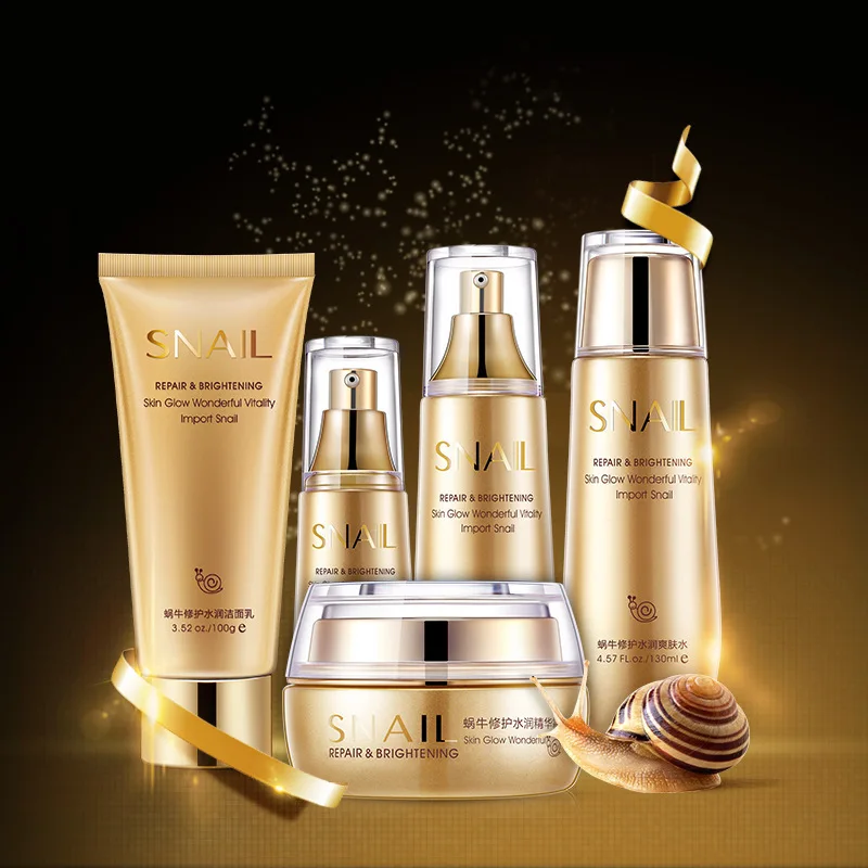 

Bioaqua Gold Snail Face Skin Care Set Moisturizing Whitening Facial Cream Toner Essence milk Cleanser Korea Facial Set