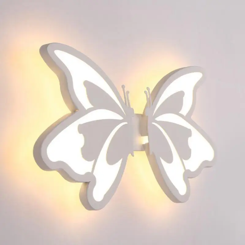 

Contemporary LED Wall Light with butterfly lampshade For Bathroom Bedroom 24W Wall Sconce White Indoor Lighting lamp arylic