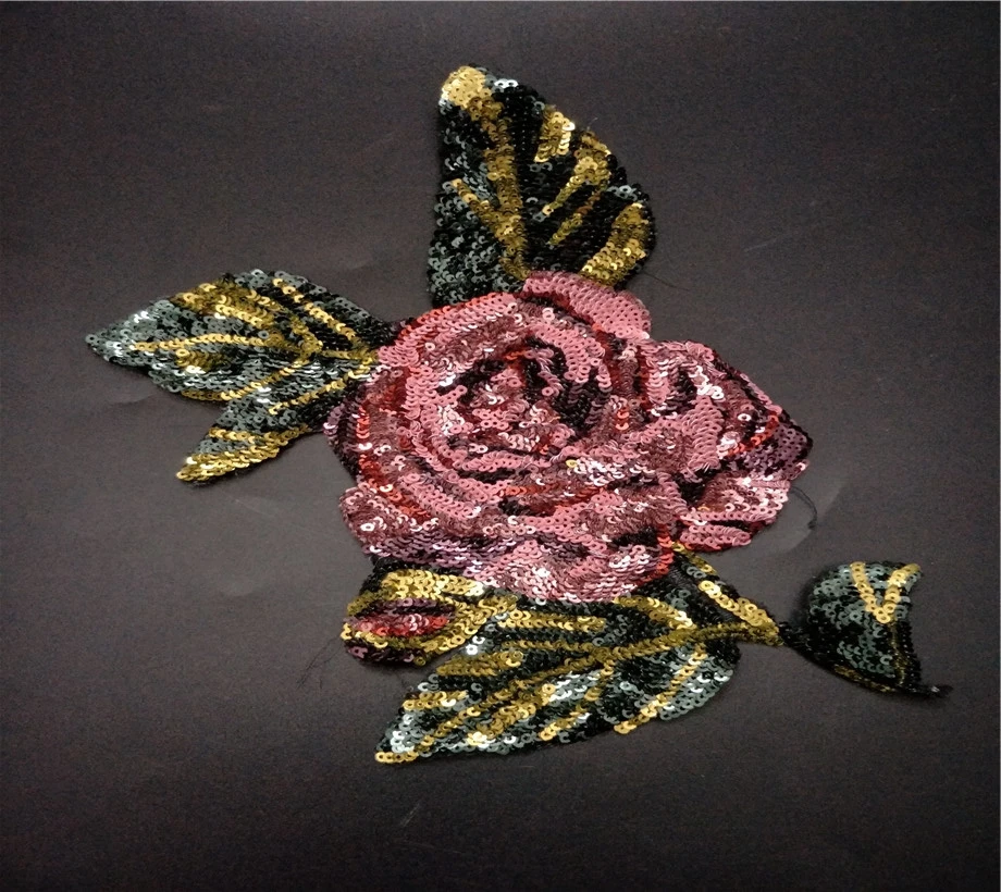 Flower sequins patch applique embroidered fashion floral patchsequin